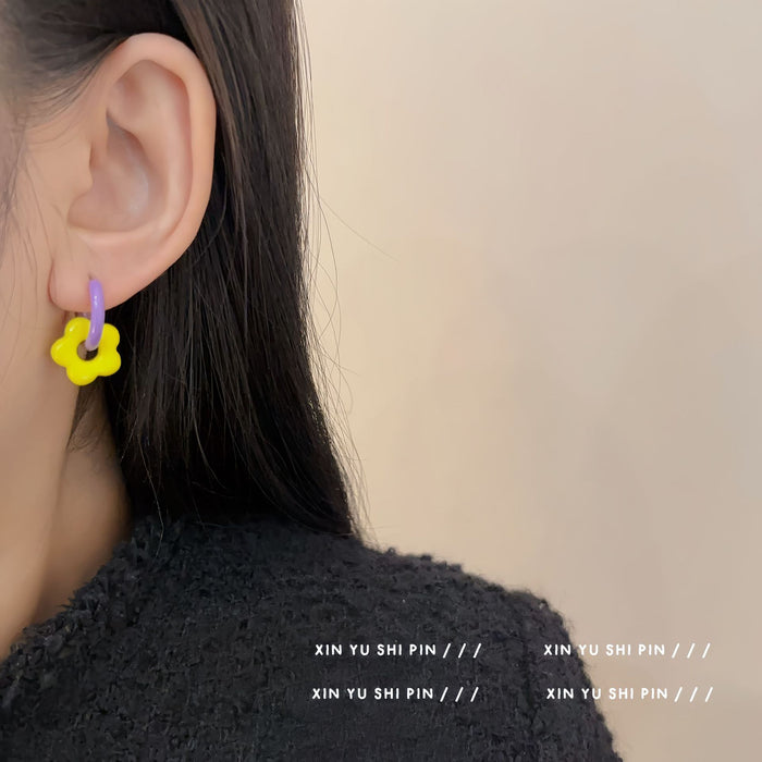Wholesale Colorful flower earrings, sweet, fashionable and cute earrings
