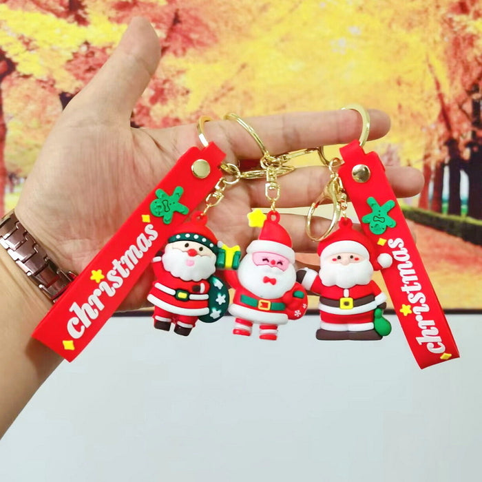 Wholesale Silicone Christmas Keychain Cute Cartoon Pendant