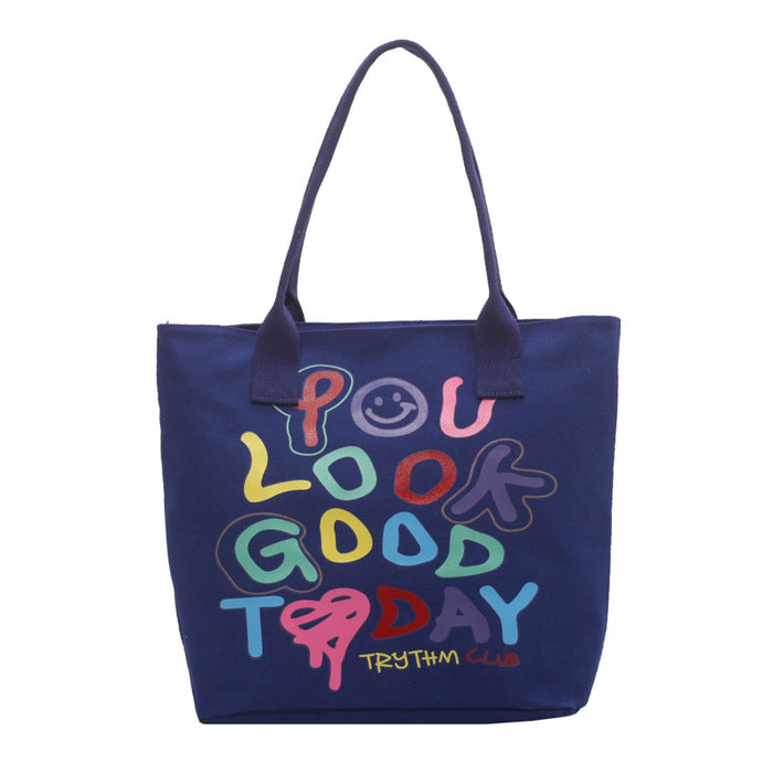 Wholesale Letter Graffiti Canvas Tote Bag  JDC-HB-YuanDuo020