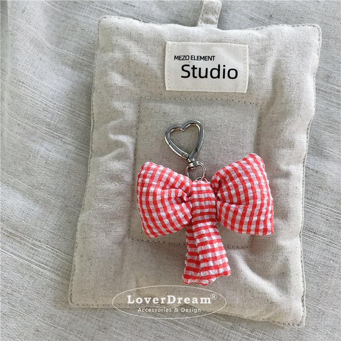 Wholesale Love Candy Color Plaid Bow Bag  Sweet Cute Keychain