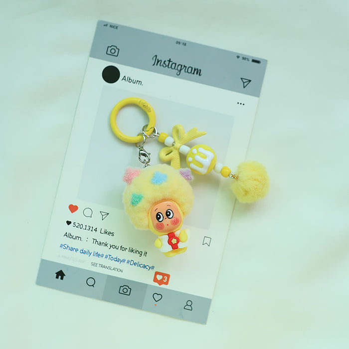 Wholesale Flocked Apple Star Cute Small Pendant Cute Silicone Doll Keychain