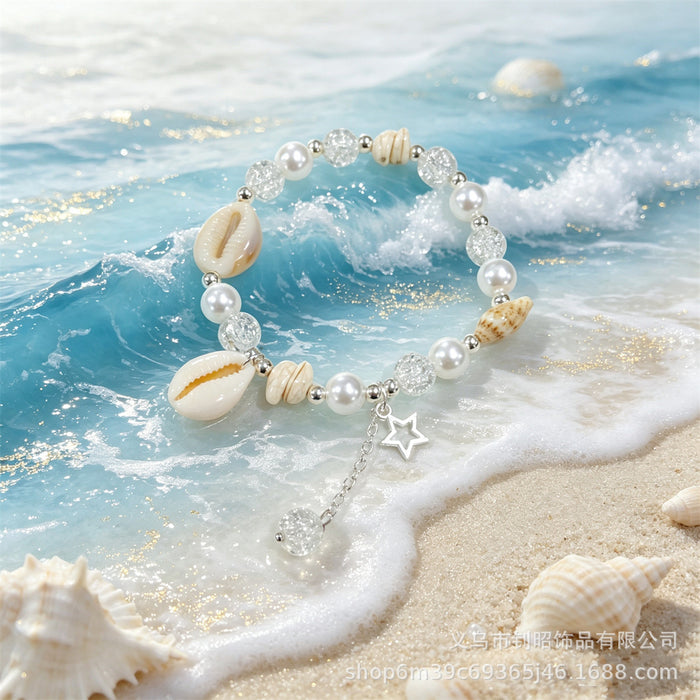 Wholesale Seaside Vacation Starfish Beaded Bracelet Glass Glazed Jewelry Gift