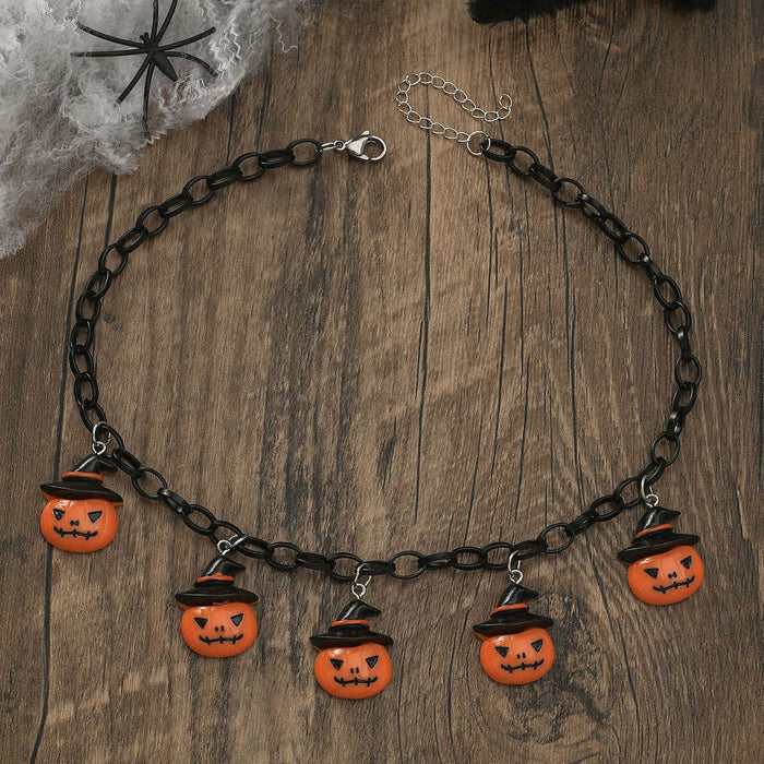 Wholesale Halloween Acrylic Pumpkin Ghost Pendant Necklace JDC-NE-Qianzi001