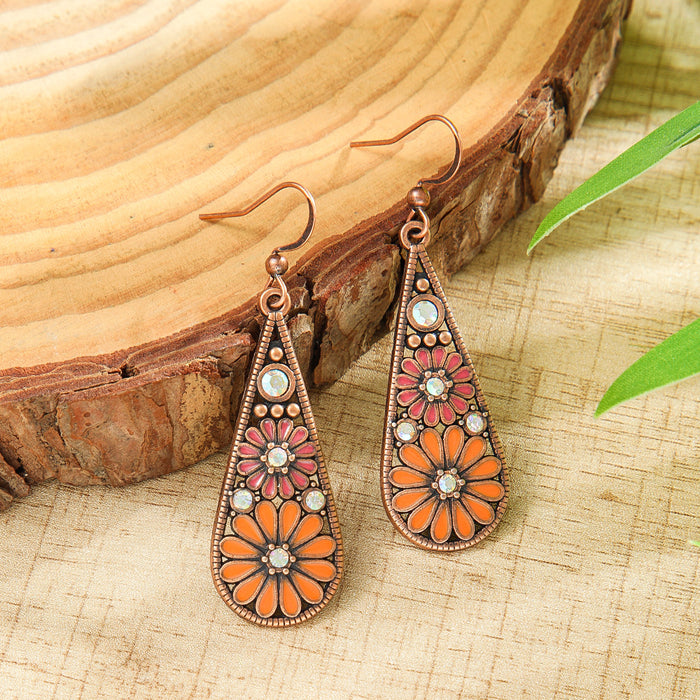 Wholesale Zinc Alloy Bohemian Drop Earrings with Rhinestone for Party Wear Boutique Resale MOQ≥2