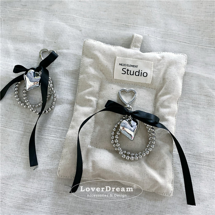 Wholesale silver Beaded Black Ribbon Bow Love Accessories