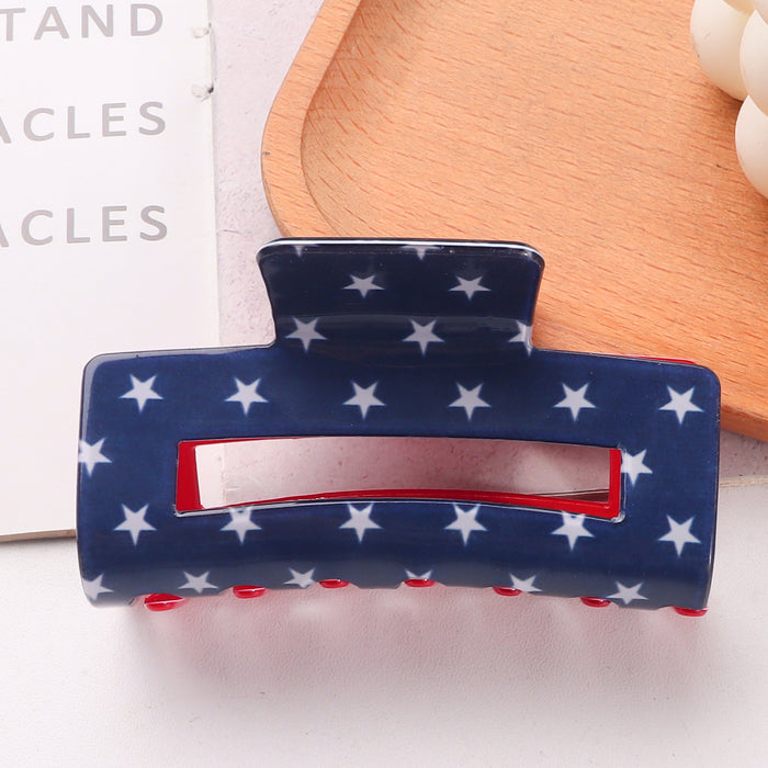 Wholesale Gold Powder Rectangular Clip Striped Star Hair Clips