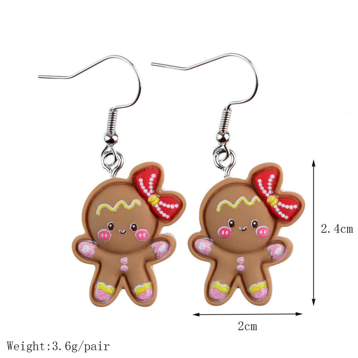 Wholesale Earrings Resin Christmas Cute Cartoon JDC-ES-niqing005