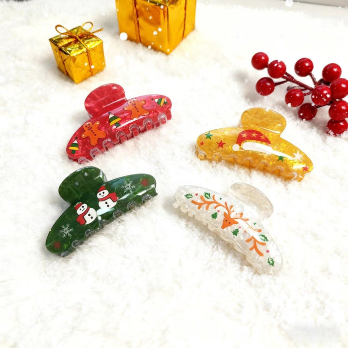Wholesale Christmas Elk PVC Shark Claw Hair Clips For Women Multicolor Cute Holiday Hair Accessory