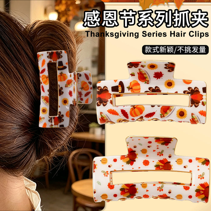 Wholesale Thanksgiving Retro Turkey Claw Hair Clip Cream White PVC Women S Fashion Hair Accessory For Everyday Styling Or Boutique Resale