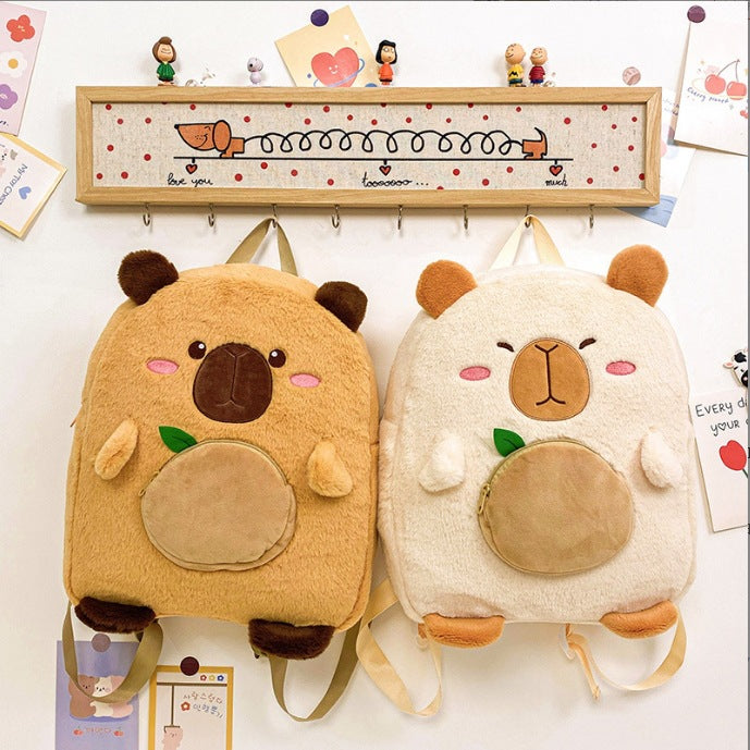 Wholesale Plush Capybara Backpack Cute Crossbody Handbag Female Cartoon Student Small Backpack