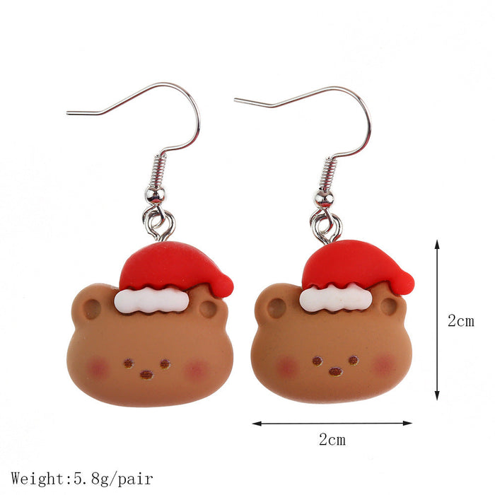 Wholesale Earrings Resin Santa Claus Snowflake Elk Bells Christmas Stockings JDC-ES-niqing023