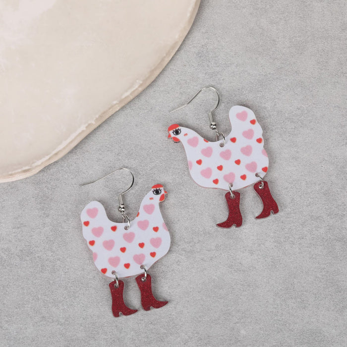 Wholesale Cartoon colorful hen-shaped acrylic earrings