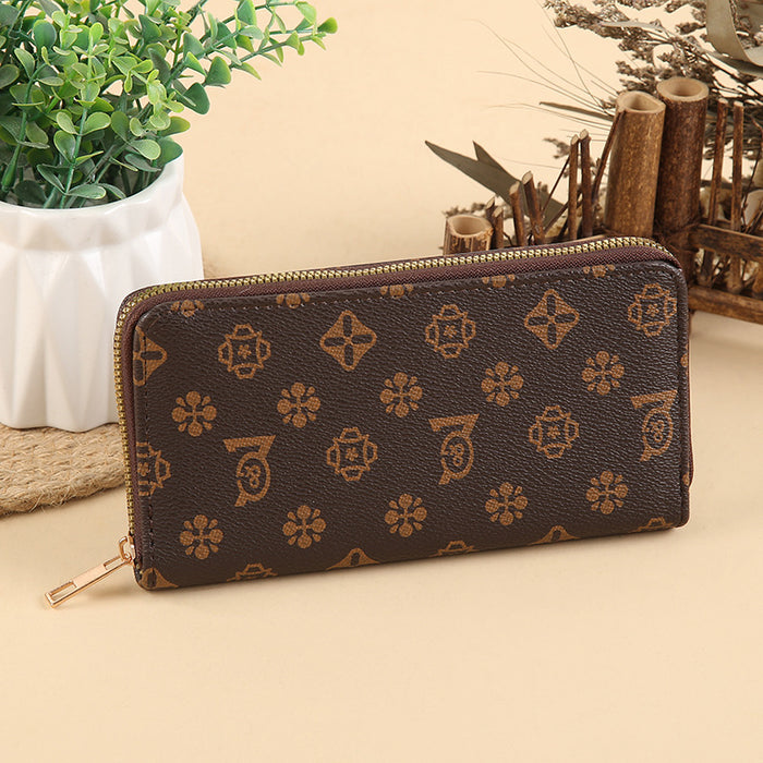 Wholesale PU Leather Long Wallet with Retro Print Design Large Capacity MOQ≥3