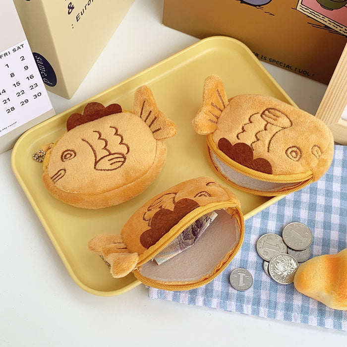 Wholesale New cute cartoon plush small change bag mouth red envelope coin bag data cable bag wholesale