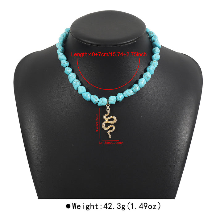 Wholesale Evil Eye Turquoise Necklace Bohemian Style Necklace Irregular Beaded Necklace