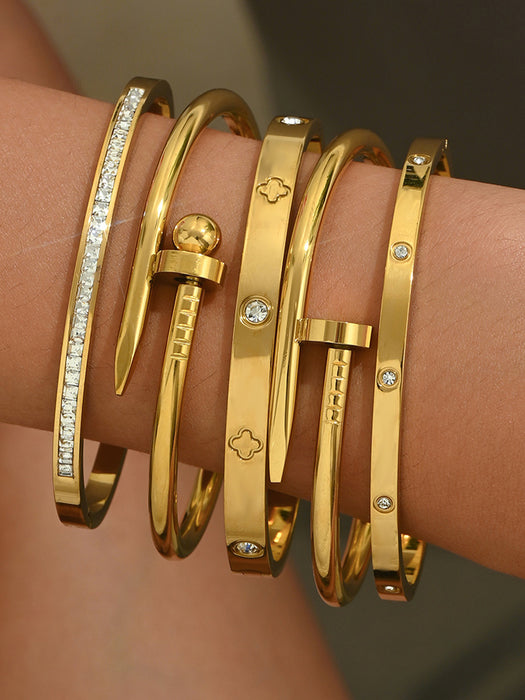 Wholesale Gold-Plated Stainless Steel Bracelet with Diamonds