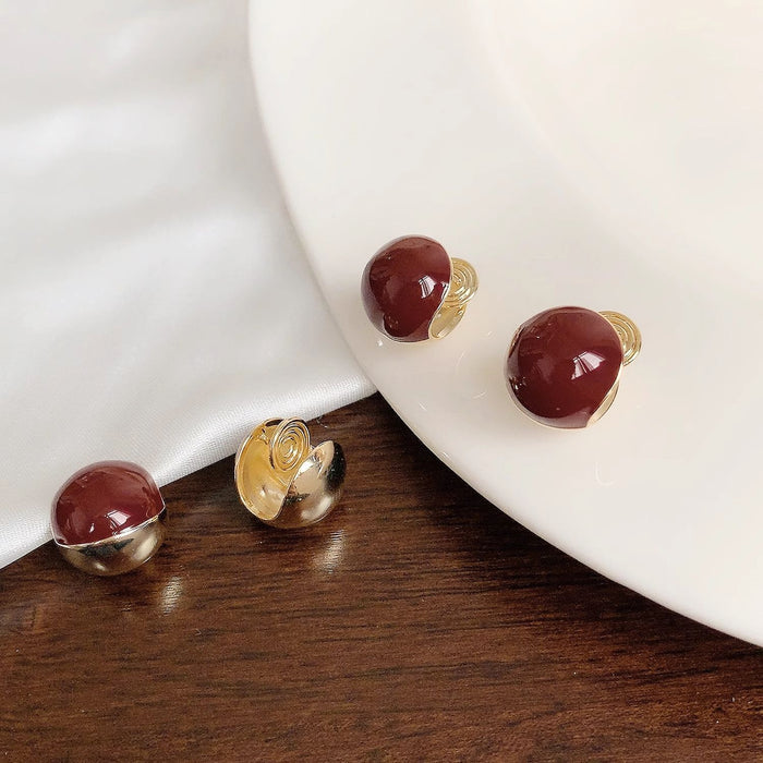 Wholesale  Wine Red Mosquito Incense Plate Ear Clip Without Ear Holes Women's Earrings Retro