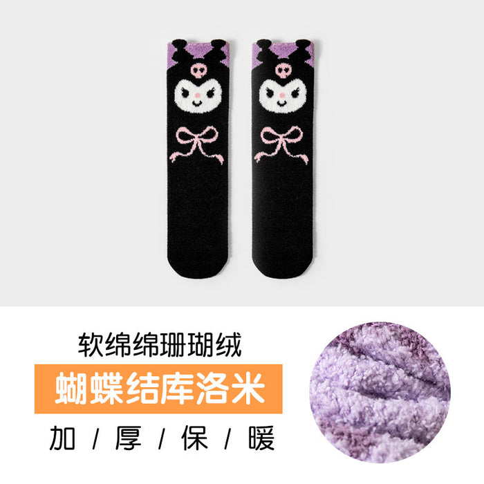 Wholesale Autumn and Winter Mid Tube Girls' Thick Coral Fleece Warm Baby Socks JDC-SK-SL006