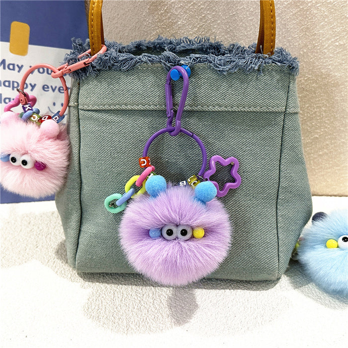 Wholesale Cute Cartoon Keychain Cute Creative Small Coal Ball Plush Doll Schoolbag Pendant Student Doll Gift