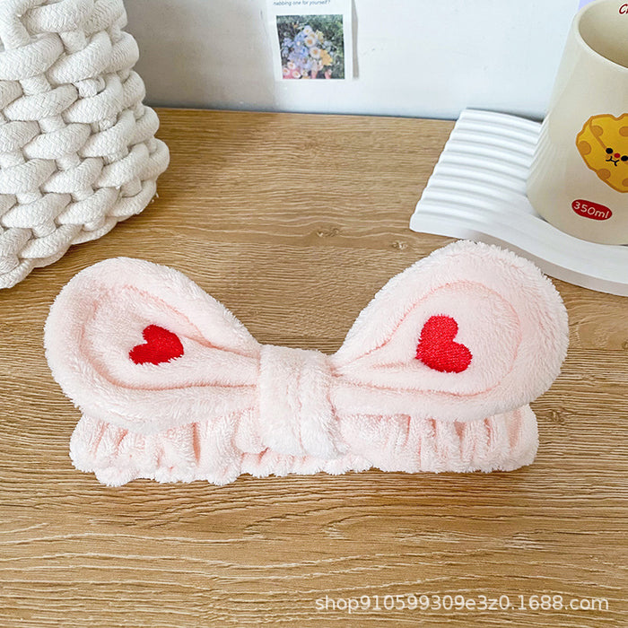 Wholesale Heart Butterfly Hairband for Women Face Washing Makeup Headband Flannel Headband Embroidered Hair Accessory Versatile