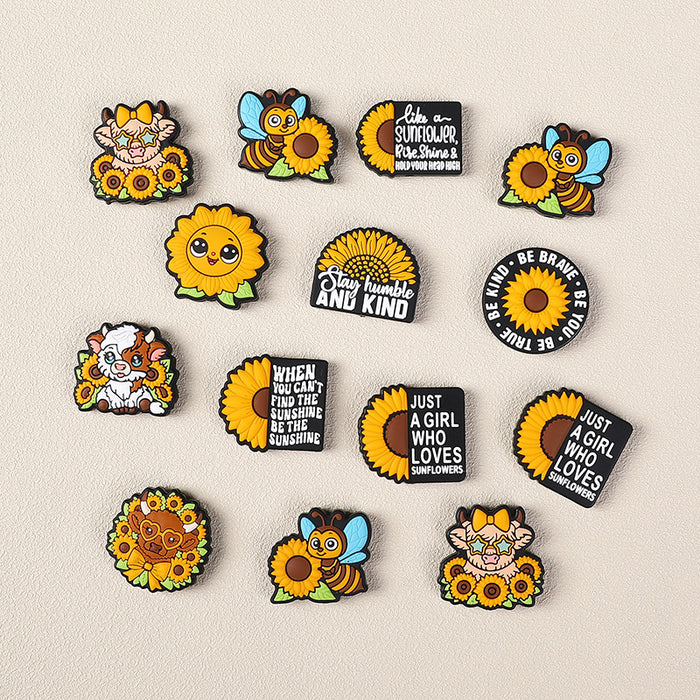 Wholesale 20pcs cartoon highland cow silicone beads diy suit mix food grade  sunflower silicone beads