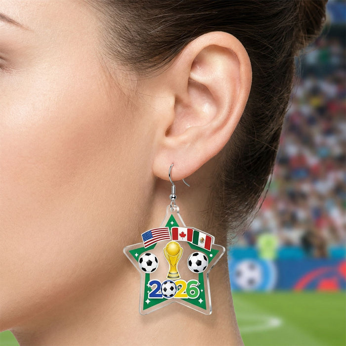 Wholesale 3pcs World Cup Electroplated Acrylic Football Five-Pointed Star Earrings