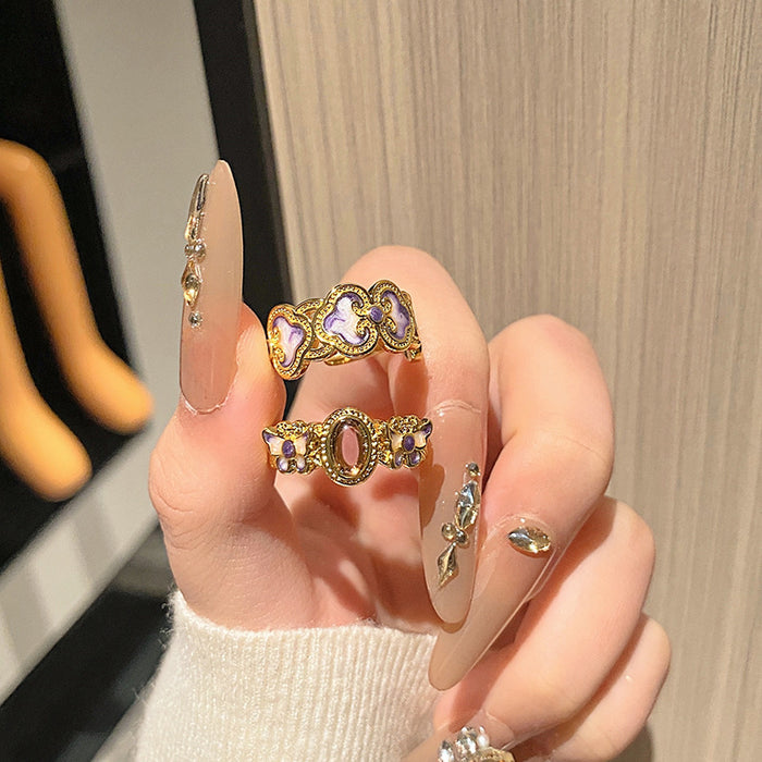 Wholesale Butterfly patterned ring, niche, retro, exquisite, high-end, layered ring