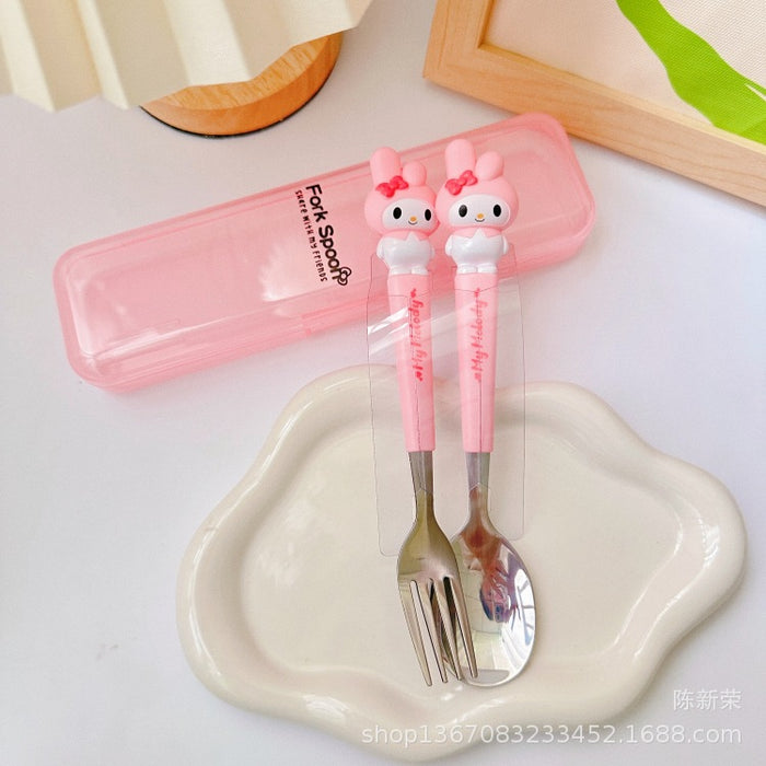 Wholesale Children's Stainless Steel Portable Tableware Set with Silicone Handle JDC-SN-CXR001