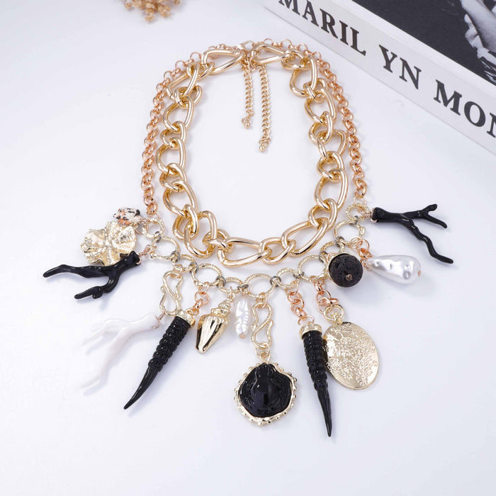 Wholesale Turtle Coral Imitation Pearl Double Layer Stacked Chain for Women