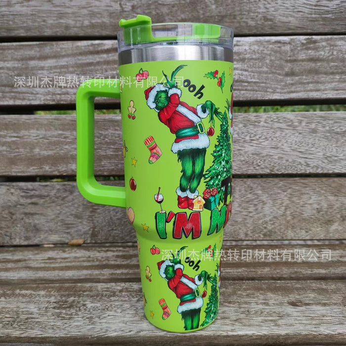 Wholesale Tumbler Christmas Series Stainless Steel Handle Large Capacity Insulation Car Cup JDC-CUP-JiePai006