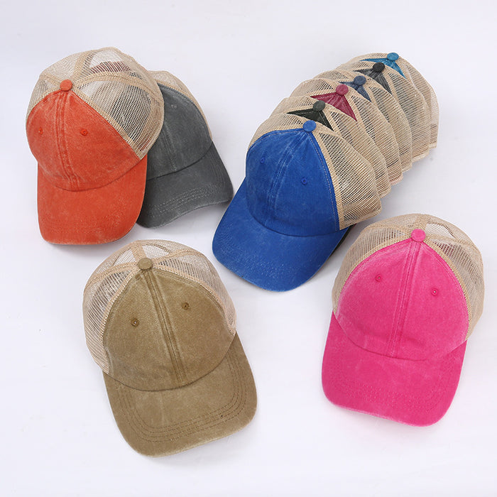 Wholesale  spring and summer washed mesh baseball cap breathable casual mesh cap