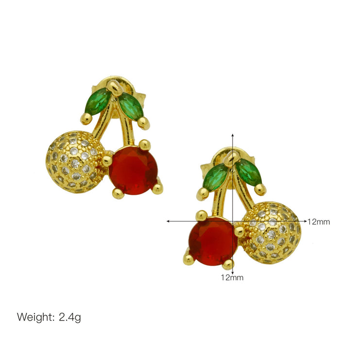 Wholesale Fruit strawberry cherry color drop oil earrings