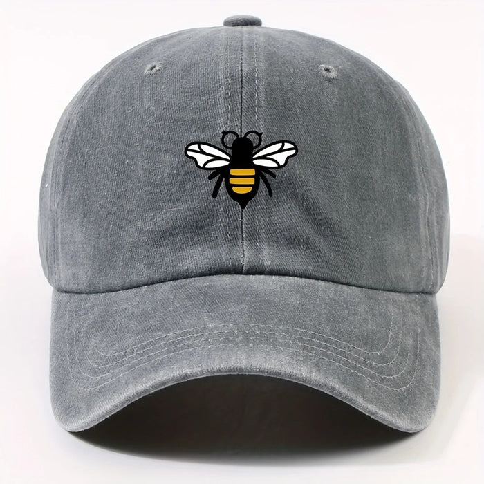 Wholesale Washed Distressed Cartoon Bee Print Baseball Cap Everyday Casual Fashion Accessory