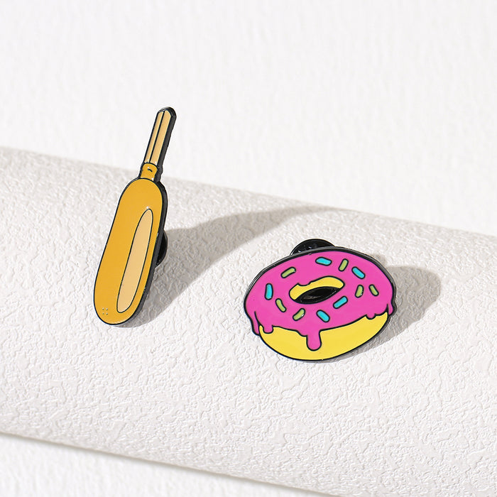 Wholesale Donut Shape Metal Enamel Brooch Electroplated Pin Trendy Food Jewelry Accessory For Party Gift And Everyday Wear