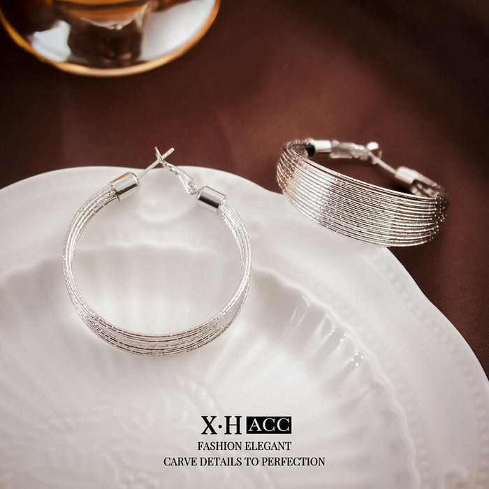 Wholesale Geometric multi-layer circle ear buckle, simple and fashionable, versatile earrings, niche design, high-end earrings