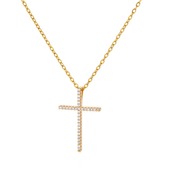 Wholesale Micro inlaid zircon cross pendant necklace collarbone chain jewelry