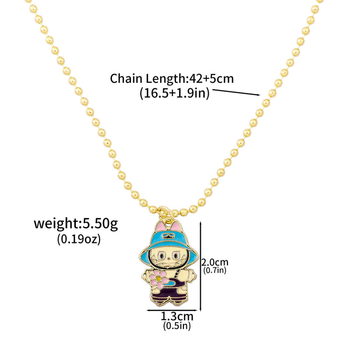 Wholesale Necklace Earrings  Cartoon Cute Metal Enamel Set Pendant Ear Pin Holiday Gift