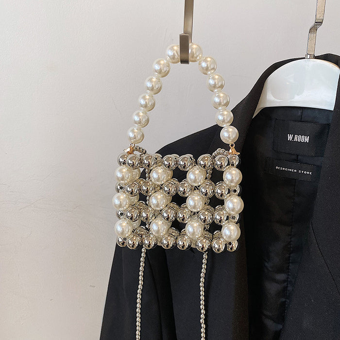 Wholesale Small handbag handmade bead pearl bag, niche fashion mini crossbody bag