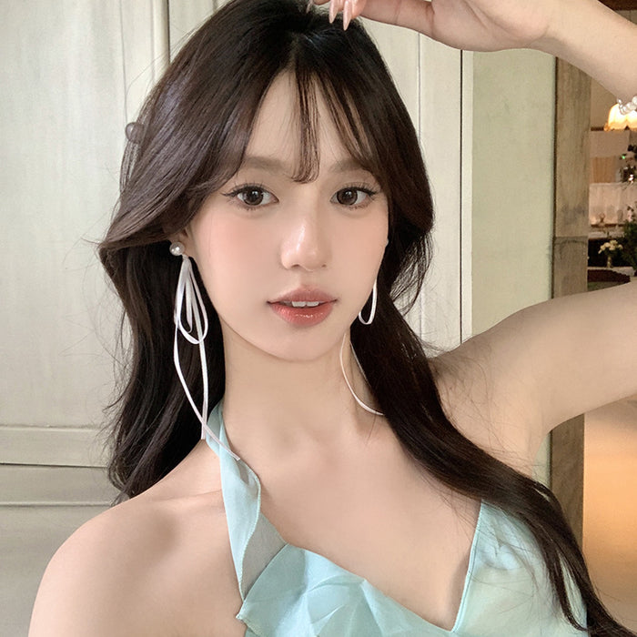 Wholesale Bow Ribbon Pearl Earrings Unique Sweet Earrings for Women