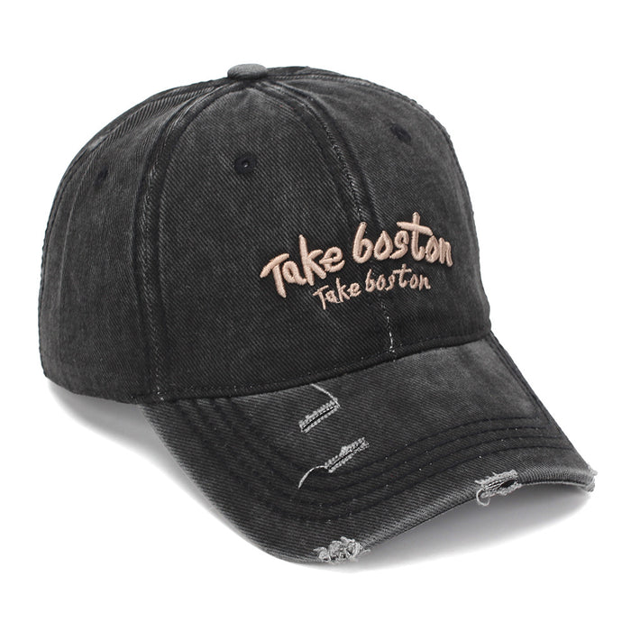 Wholesale Vintage Distressed Baseball Cap Military Green Embroidery Sun Protection Fashion Accessory
