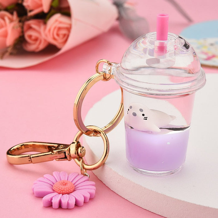 Wholesale Oil-Filled Bottle Aquarium Marine Animal Keychain