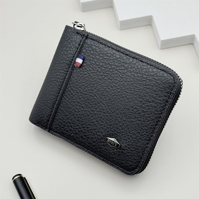Wholesale Fashion Men' s PU Leather Solid Color Large Capacity Wallet with Coin Pocket MOQ≥2
