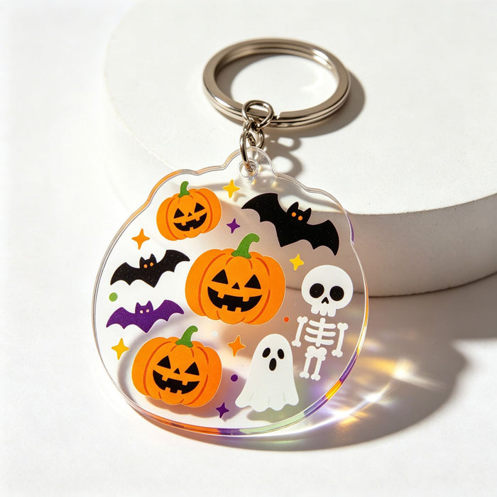 Wholesale Acrylic Pumpkin Ghost Keychain Multi-Shape Holiday Gift Bag Charm MOQ≥2