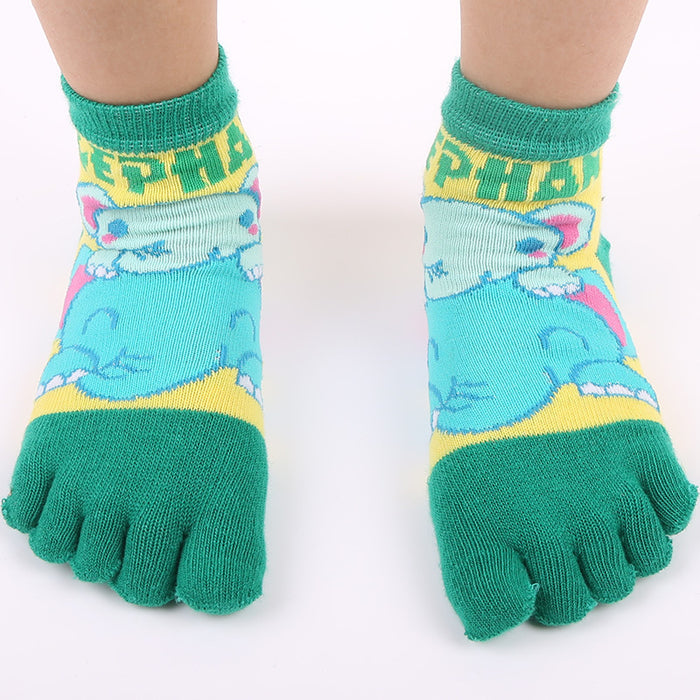 Wholesale Children' s Socks Cartoon Elephant Short Socks Cotton Sports Sweat-Absorbent Breathable Multi-Color Split-Toe Socks
