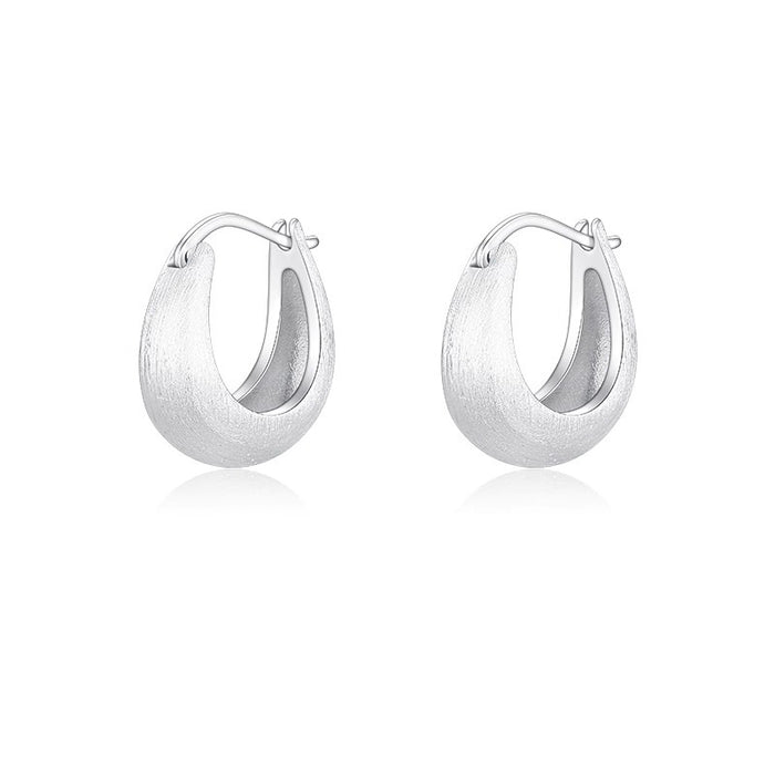 Wholesale Brushed silk ring earrings with temperament, ear buckles with a niche and high-end feel, silver needle earrings, and new earrings