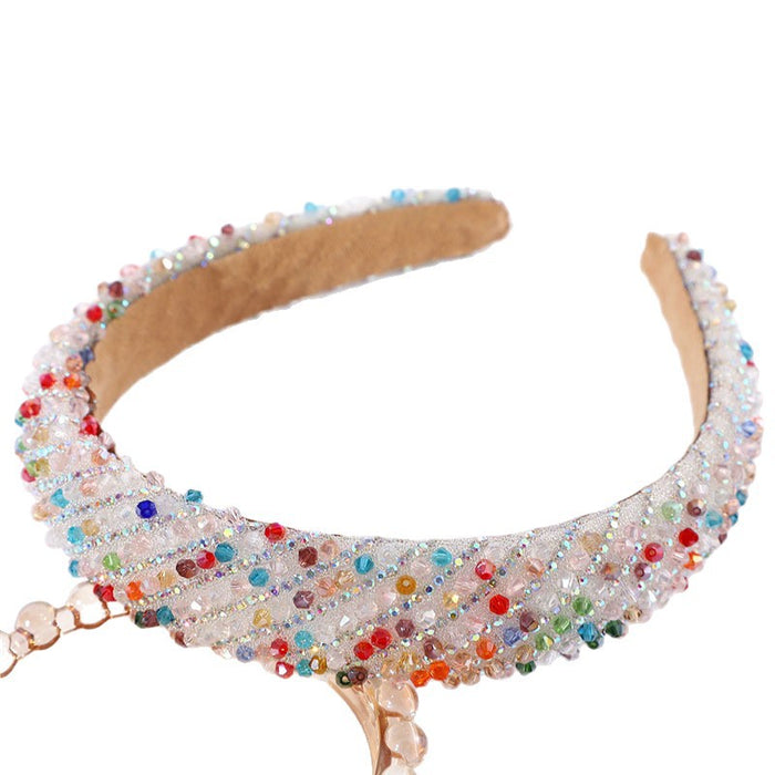 Wholesale Thin diamond headband fashionable and light luxury temperament multi-color headdress hair accessories personality sweet cool cotton headband for women