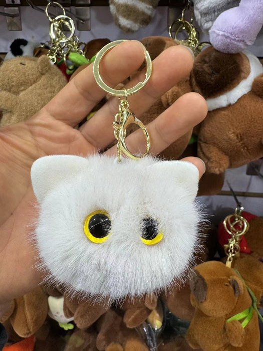 Wholesale plush cartoon cat head pendant cute animal Keychain Car bag key chain fashion small gift