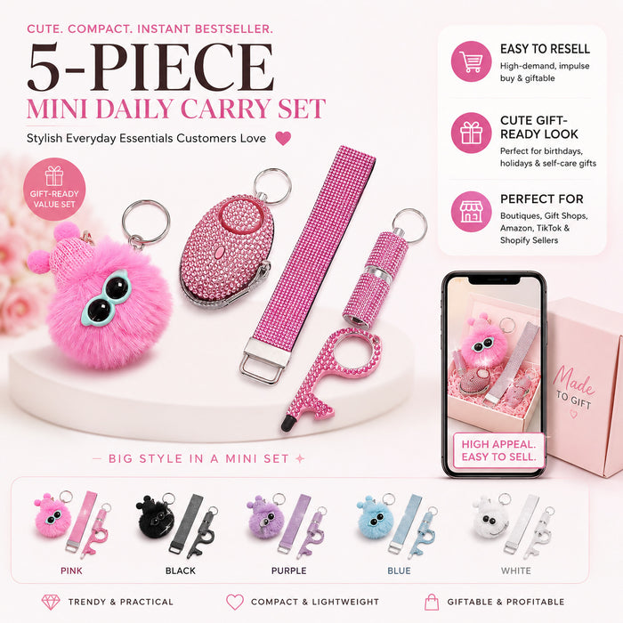 Wholesale Simple Style Alloy Self Defense Alarm Keychain With Wrist Strap And Pom Pom Black Decorative Accessory For Resale
