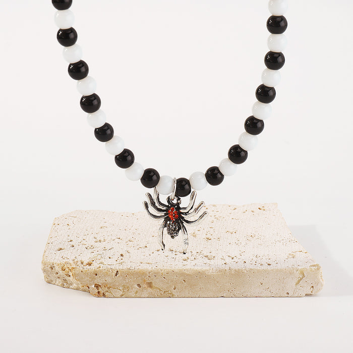 Wholesale Beaded Micro Inlaid Spider Halloween Neckchain JDC-NE-QianDi006