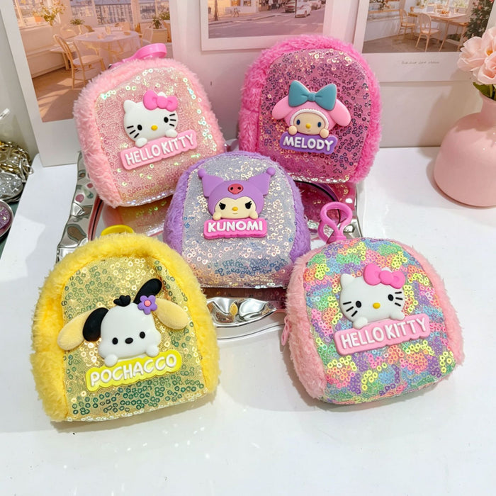 Wholesale Cartoon Sequin Purse Keychain Earphone Case Kids Gift Bag Charm
